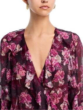 Generation Love Berry Floral Ruffle V-Neck Bodysuit